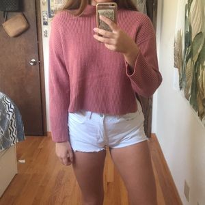 Pink soft mock/turtleneck sweater